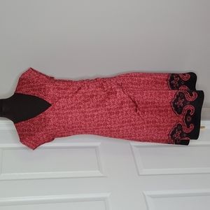 Athleta Red Paisley Nectar Faux Wrap Sleeveless Dress, Size M